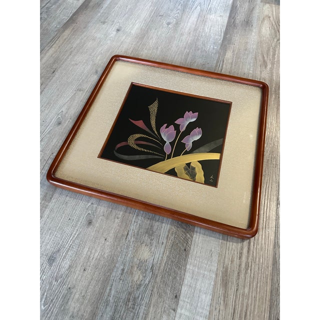 This piece will instantly add charm to your space. It is a beautifully preserved Japanese lacquer panel by Tomita...