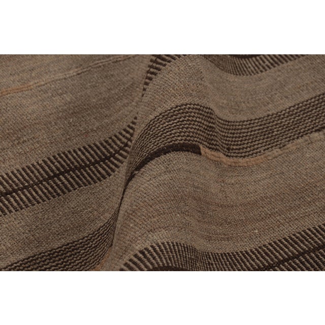 Textile Vintage Persian Kilim, Earth-Toned Monochromatic Vertical Stripes For Sale - Image 7 of 8