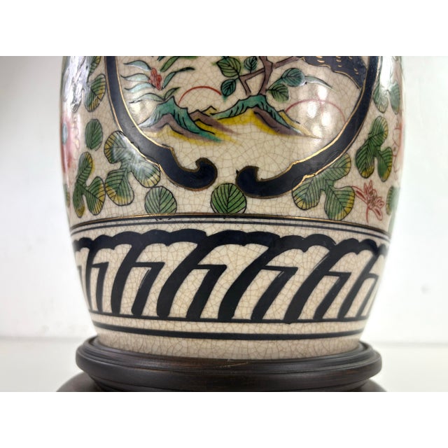 Ceramic Frederick Cooper Hand Painted Chinese Pottery Table Lamp For Sale - Image 7 of 12