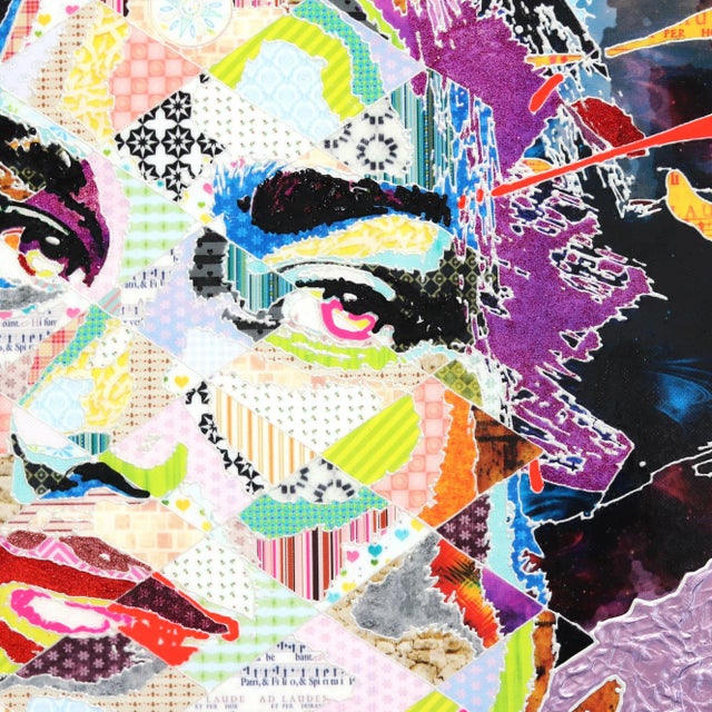 Purple "Minode Locket" Contemporary Expressionist Style Mixed-Media Portrait Painting by Alea Pinar Du Pre For Sale - Image 8 of 13