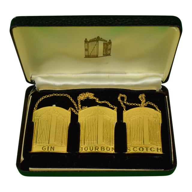 Box Set X 3 "21" Club Brass Decanter Tags For Sale
