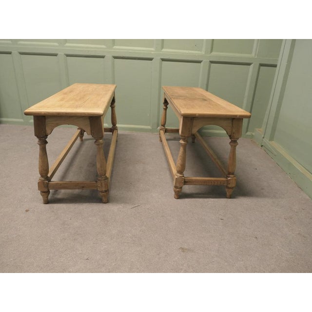A Pair of Bleached Oak Joint Benches These are very attractive pieces, the stools are made in oak, and the seats are...