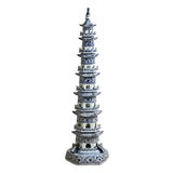 Blue and White Chinese Porcelain Pagoda Tower For Sale