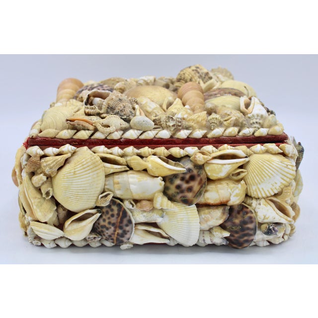 Large Vintage Seashell Encrusted Jewelry Box For Sale - Image 9 of 12
