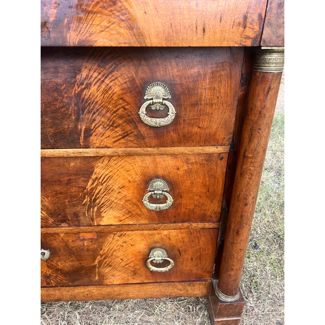 French 19th Century Empire Flame Mahogany Chest of Drawers For Sale - Image 4 of 12