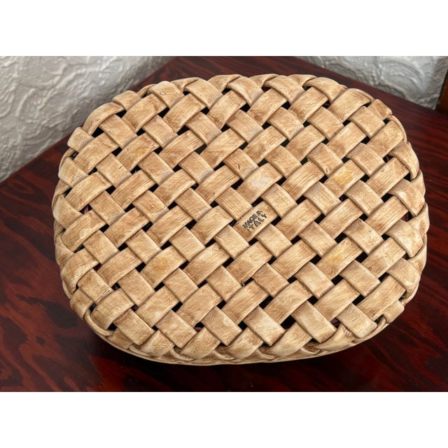 Vintage Italian Majolica Ceramic Strawberry Basket Centerpiece For Sale - Image 6 of 8