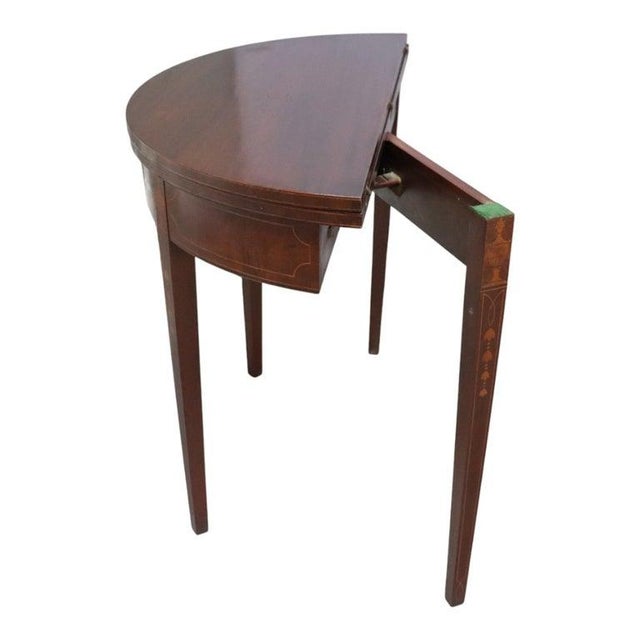Classical Hepplewhite Mahogany Inlaid Card Table C1900 For Sale - Image 6 of 15