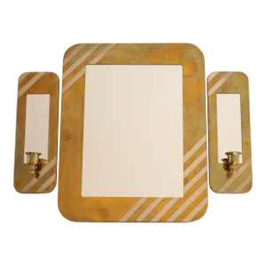 Set of 3 1980s House of Lloyd Brass & Chrome Mid-Century Modern Mirrors