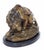 Art Deco style brown patinated bronze lion sculpture. This bronze animal statue represents a lion fighting a snake,...
