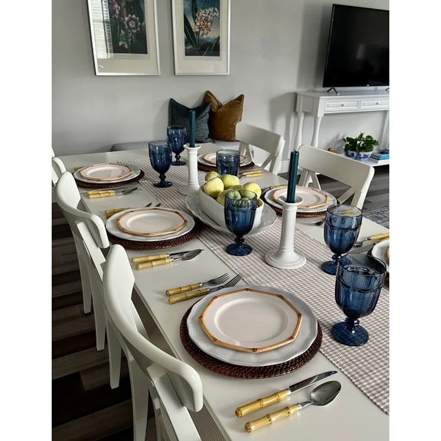 This beautiful rare set of dinnerware is in the "Charlotte" pattern, hand-crafted in Portugal for Pottery Barn, has a...