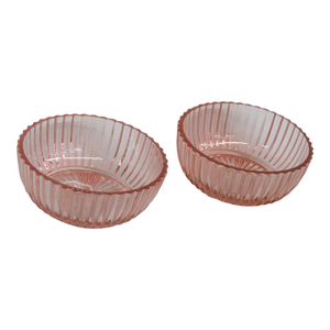 1930s Anchor Hocking Queen Mary Pair of 2 Berry Bowls Pink Depression Era Glass
