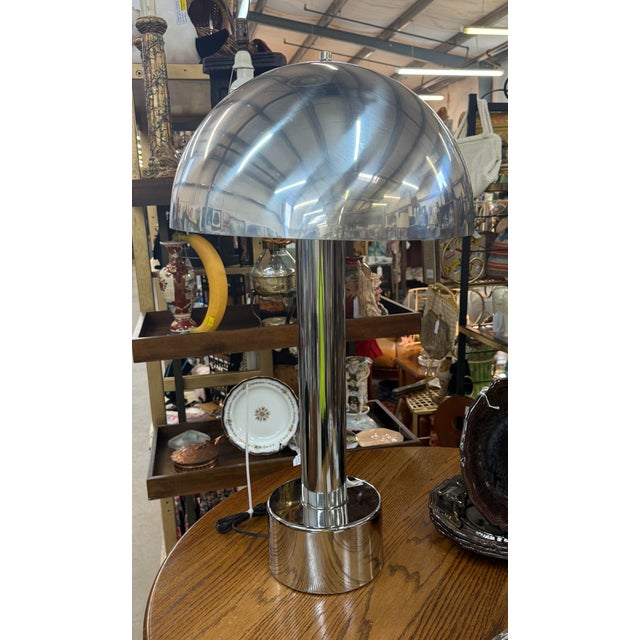Robert Sonneman Vintage Mid-Century Modern Robert Sonneman for Laurel Chrome & Aluminum Mushroom Lamp For Sale - Image 4 of 9