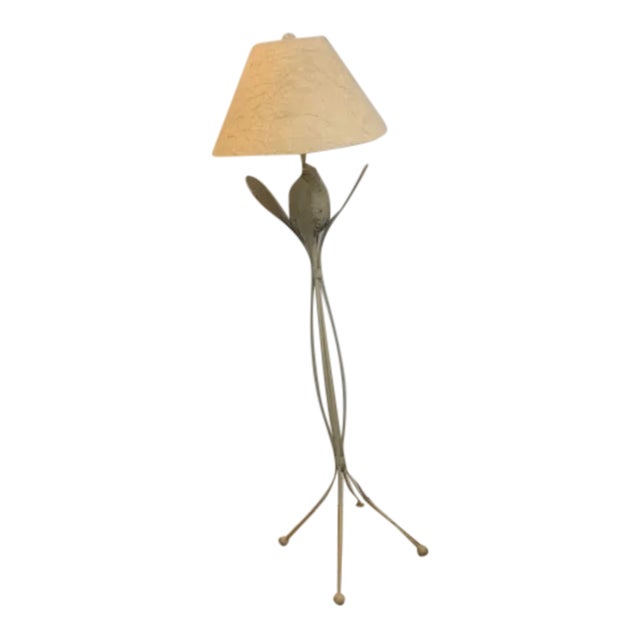 Mid Century Modern Torchiere Floor Lamp with Original Shade For Sale