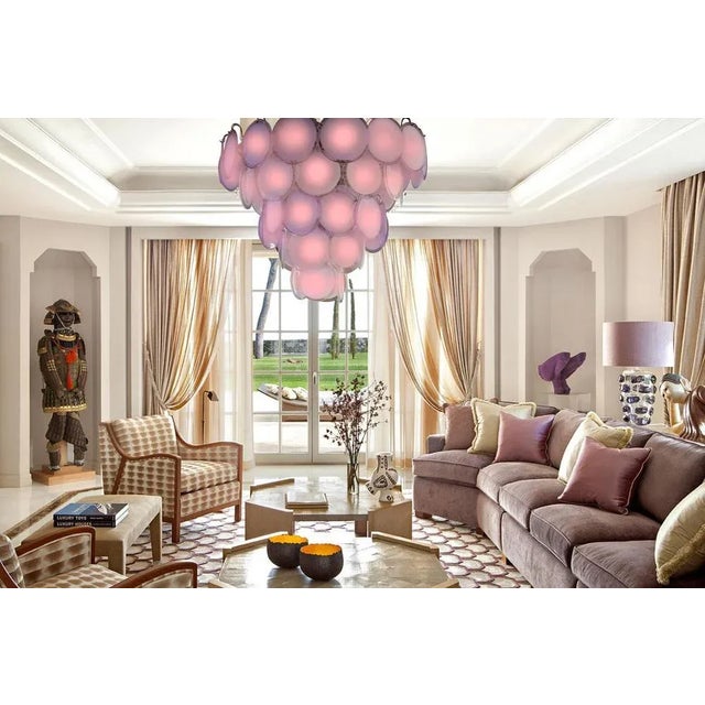 Pink Amethyst Murano Disc Chandelier, 1970s For Sale - Image 6 of 11