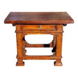 Italian Rustic Baroque Tuscan Table With Marquetry 17th Century