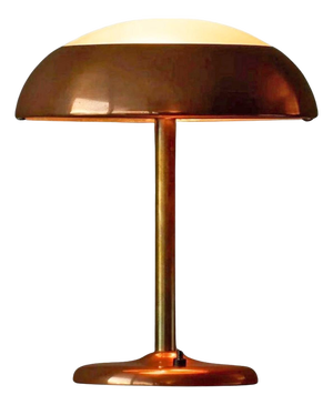 Art Deco Table Lamp in Patinated Copper with Brass and Satin Glass, 1950s