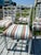 Set of 6 Vintage Painted Mahogany Chippendale Ribbon Back Dining Chairs With New Perennials Striped Fabric For Sale - Image 14 of 14