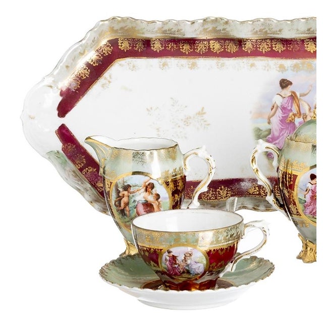 Tête-À-Tête Tea Service in Porcelain Royal Vienna, 1800s, Set of 8 For Sale - Image 3 of 8