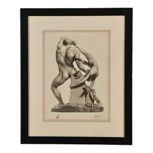 Grand Tour Engraving of Statue of Hercules and Lichas, Circa 1890