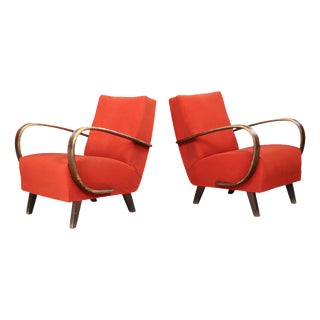 Bentwood Lounge Chairs by Jindřich Halabala, Czechoslovakia, 1940, Set of 2 For Sale