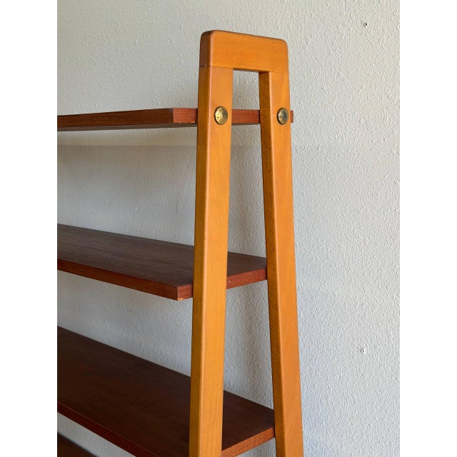 Wood Swedish Teak Wall Unit in Style of Gillis Lundgren Mid Century Modern Bookcase Cabinet 1960s For Sale - Image 7 of 10