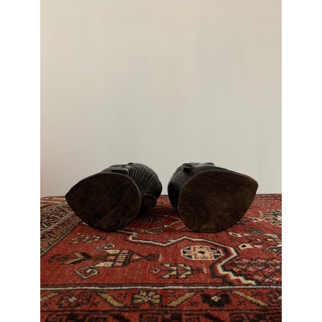African Vintage Carved African Ebony Heads - a Pair For Sale - Image 3 of 9