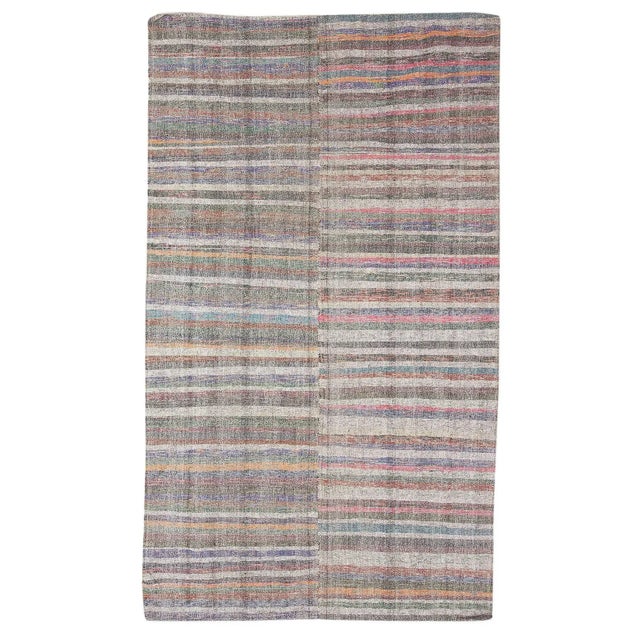 Textile Striped Vintage Kilim Rug For Sale - Image 7 of 7