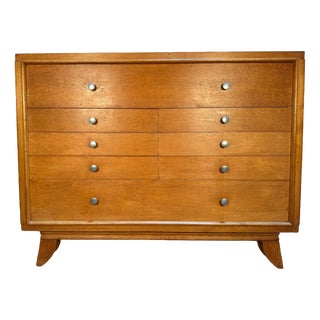 Vintage Oak Chest of Drawers with Splayed Legs, 1950s For Sale