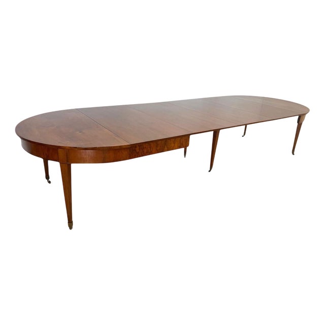 Swiss Biedermeier Extendable Dining Table in Walnut and Brass, 1820s For Sale