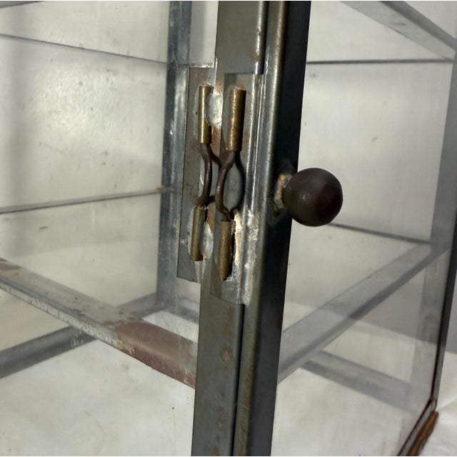 Gray Antique Handmade Metal Glass Countertop Store Display Show Case Sliding Shelves For Sale - Image 8 of 14