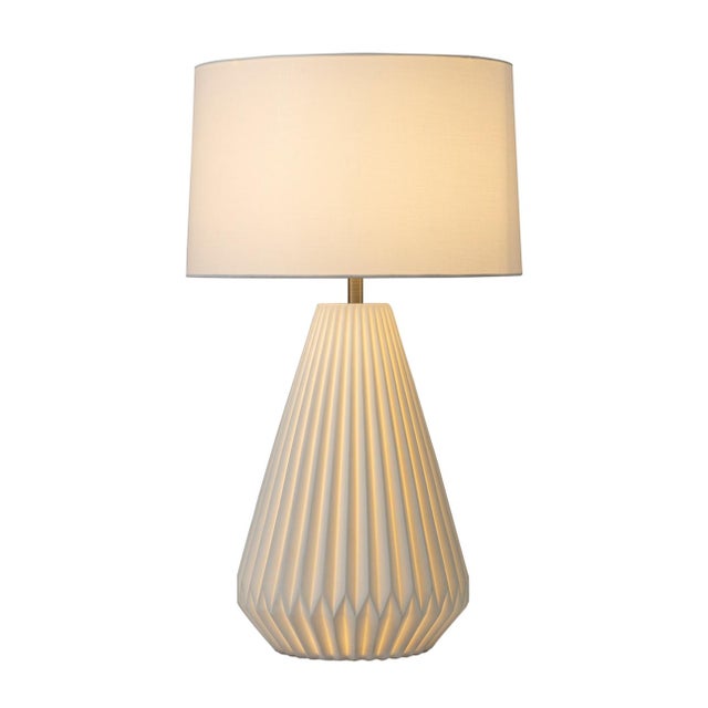 1960s Nova of California Concord Bone Porcelain 28" Table Lamp, White Walnut For Sale In Los Angeles - Image 6 of 13