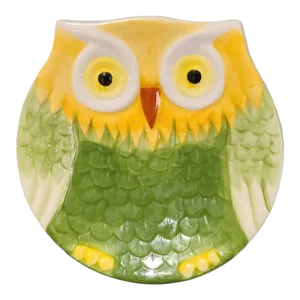 Vintage Majolica Hand Painted Colorful Wise Owl Dish