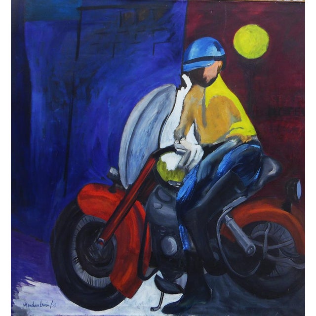 Menahem Lewin "Bike Reader" Oil Painting For Sale