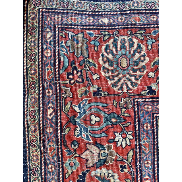 Antique Farahan Sarouk Carpet, Handmade Oriental Rug, Navy, Ivory, Green, Red For Sale - Image 4 of 12