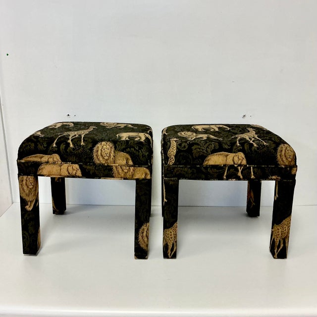 Mid-Century Safari Post Modern Dorothy Draper Style Parson Benches - A Pair For Sale - Image 11 of 13