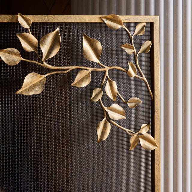 Tobacco Graceful Leaves Fireplace Screen For Sale In Dallas - Image 6 of 11