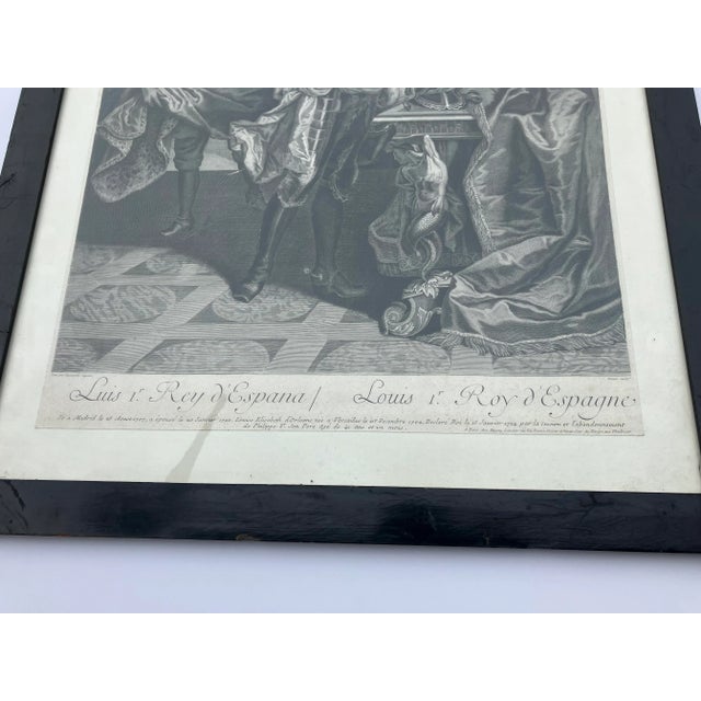 This engraving was made in the 18th century France by Pierre Drevet (1630- 1738) the oil portrait of the young king was...