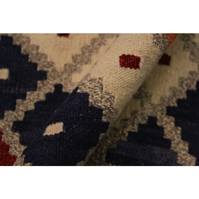 1990s 1990s Kilim Gray Red Wool Rug - 8'9" X 10'1" For Sale In New York - Image 6 of 7