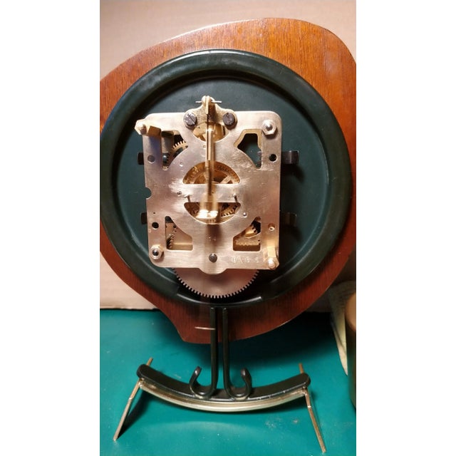 Metal Mid Century Winding Mantel Clock by Orfac, Netherlands and Jaz Alarm Clock, France – Set of 2 For Sale - Image 7 of 11