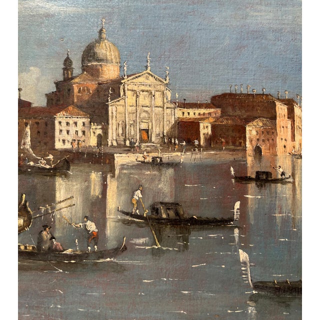 View of Venice with the Island of San Giorgio Maggiore and the Basilica, Oil on Canvas, 19th Century, Framed For Sale - Image 14 of 16