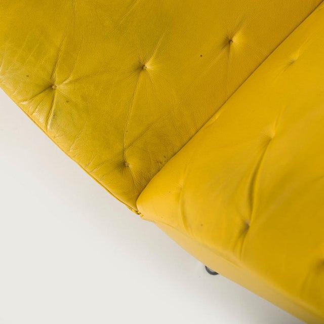 Silver Mid-Century Modern Chaise Lounge in Yellow Leather and Chrome Plated Steel from Montel, 2000s For Sale - Image 8 of 10