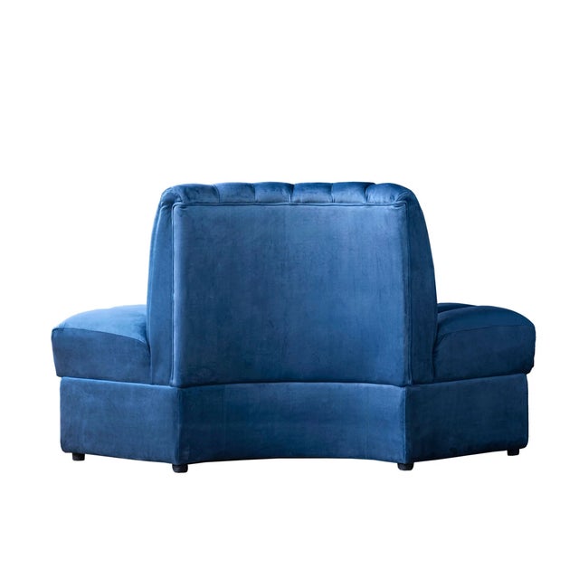 Not Yet Made - Made To Order Matthew Izzo Home Estelle Navy Velvet Outside Corner Banquette Sofa For Sale - Image 5 of 6