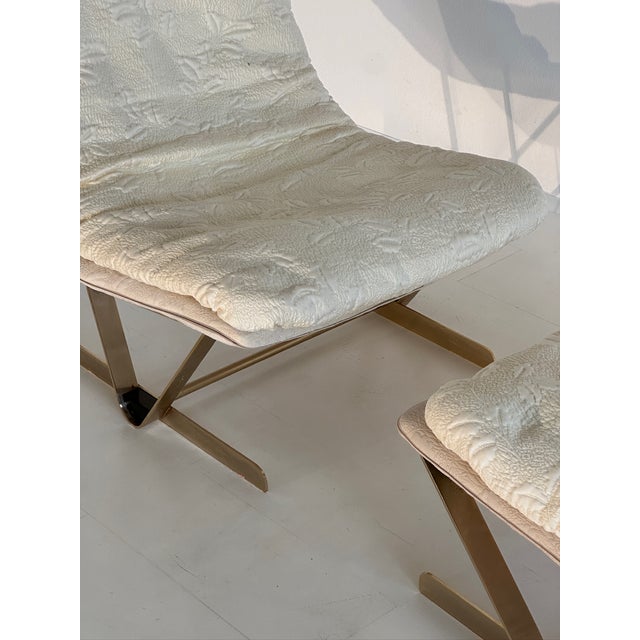Cream Set of Lounge Chair & Ottoman in Cream, 1980s For Sale - Image 8 of 14
