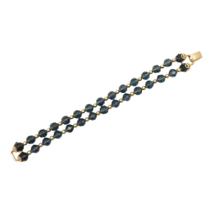 Vintage 1960s Signed Napier 2-Strand Blue Faceted Beaded Bracelet
