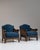 Pair of Early 20th Century British Navy Blue Edwardian Velvet Upholstered Armchairs with Cane Panels For Sale - Image 13 of 15