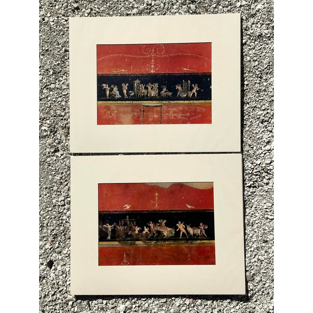 Late 20th Century Vintage Italian Pompeii Fresco Original Prints - Set of 2 For Sale - Image 5 of 10