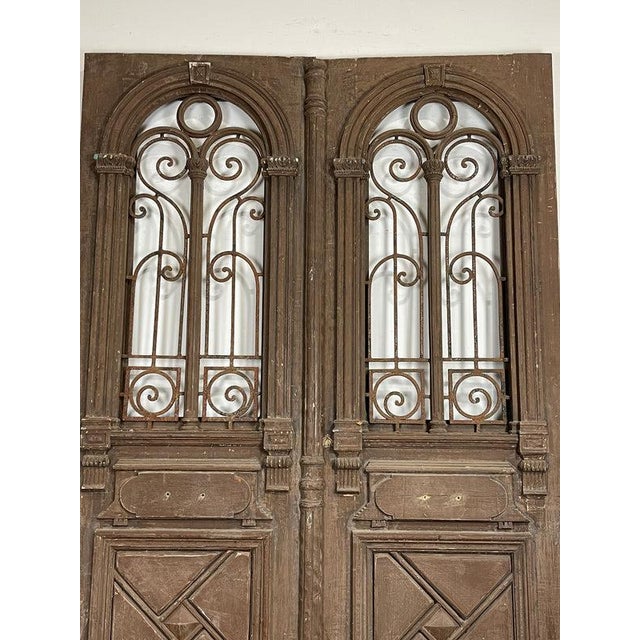 French Antique French Doors With Metal - a Pair For Sale - Image 3 of 6