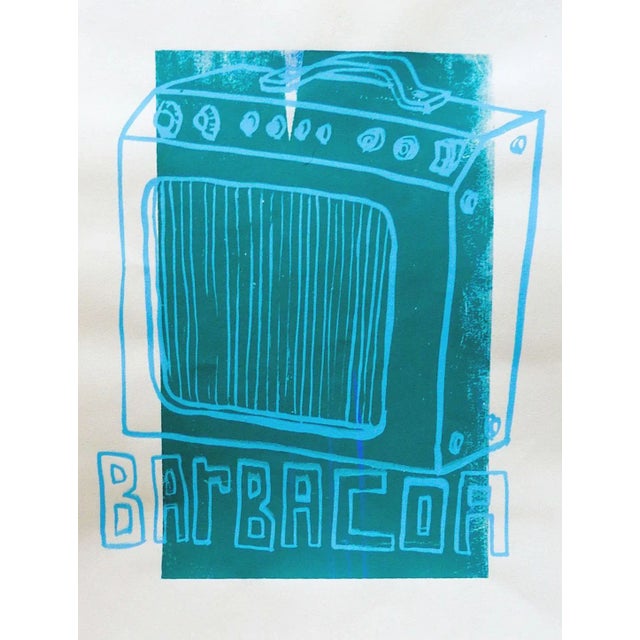 Contemporary Pop Art Blue & Turquoise Barbacoa Amplifier Serigraph For Sale - Image 3 of 3