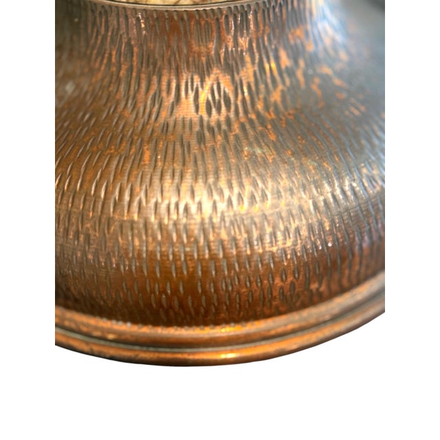 Art Deco Art Deco French Inspired Alabaster Hammered Copper & Frosted Glass Dome Table Lamp, Circa 1930s For Sale - Image 3 of 14