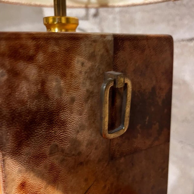 1960s Aldo Tura Lacquered Parchment Bronze Table Lamp Italy For Sale - Image 9 of 12